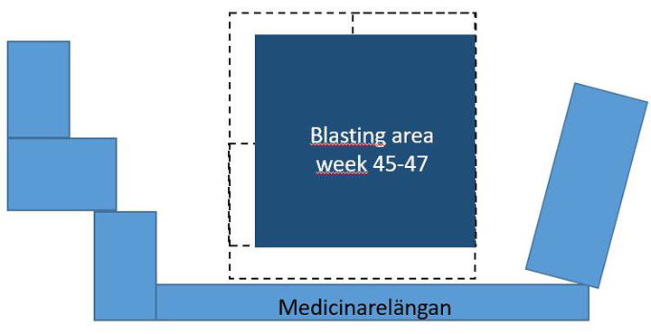 Illustration showing balsting area during weeks 45 – 47.